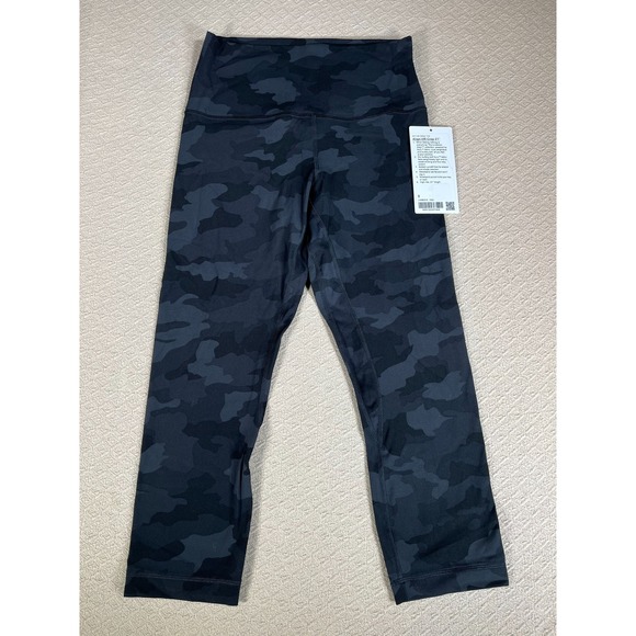 Lululemon Align HR Crop 21 inch Leggings Women's Size 8 Black Camo Yoga High - Picture 1 of 6